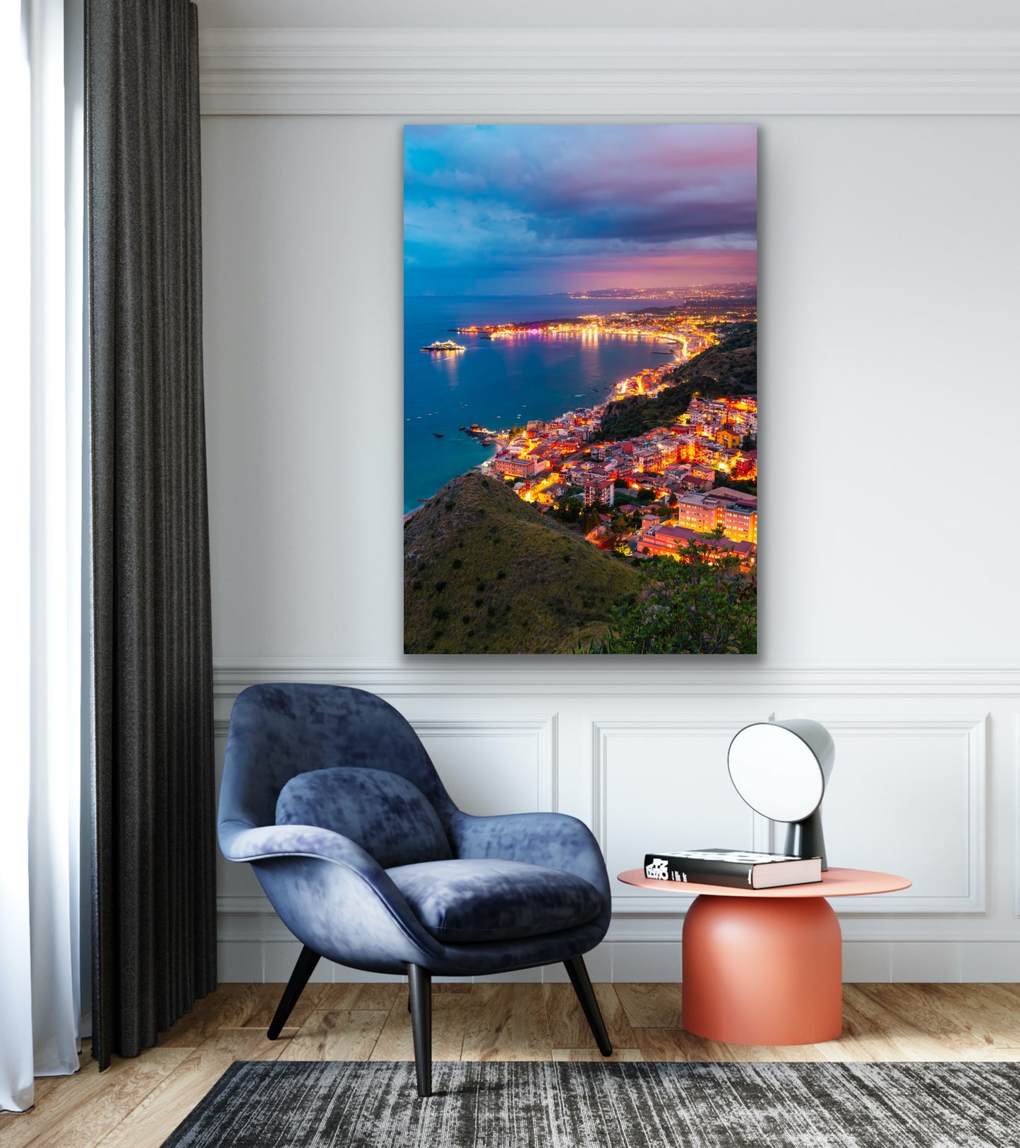 Taormina Sicily blue hour lights portrait Italy