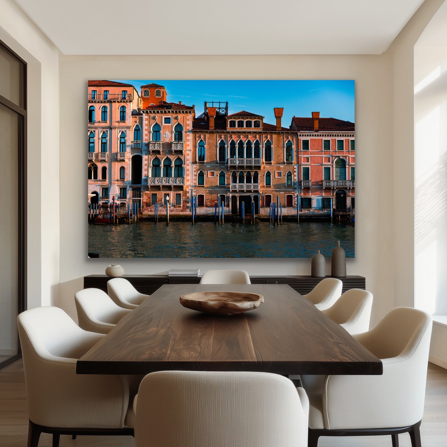 Venice canal local houses sunrise Italy