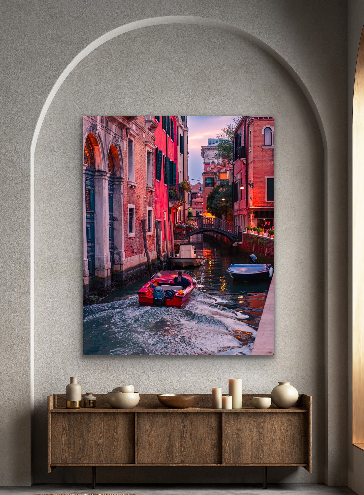 Venice canal evening local boat Italy