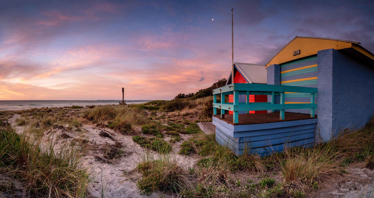 Carrum beach boxes sunset 2