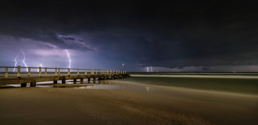 Chelsea beach lightning night