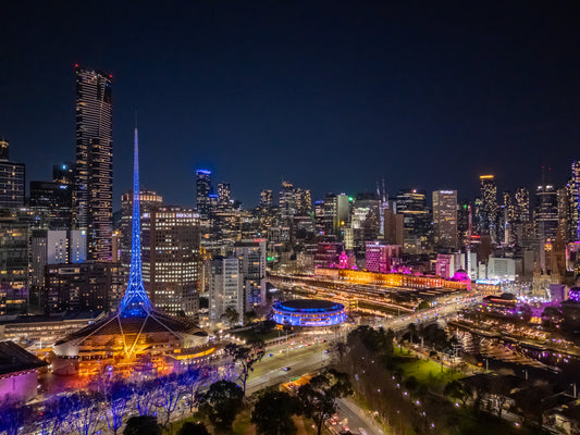 Melbourne city night landscape
