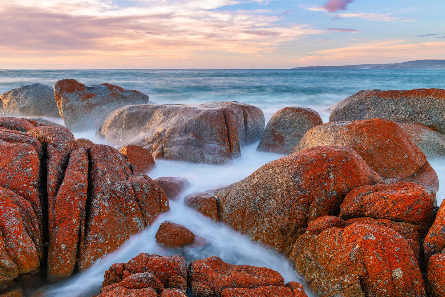Bay of Fires rocks sunrise landscape Tasmania