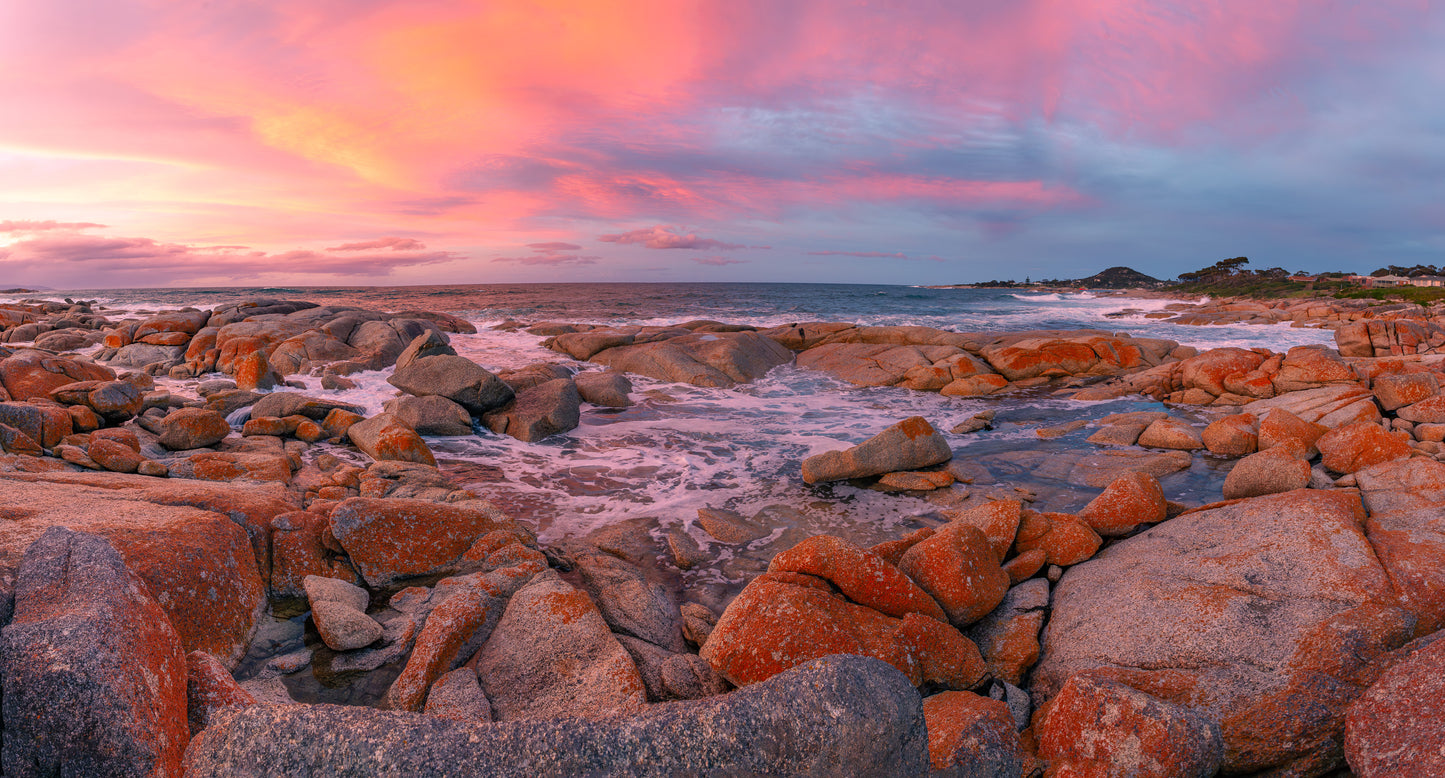 Bicheno beach sunset panorama Tasmania