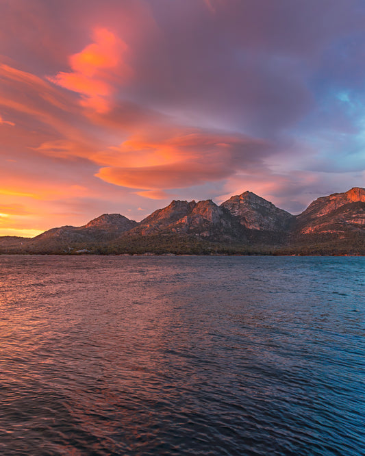 The Hazards Wine Glass bay Freycinet sunrise portrait Tasmania