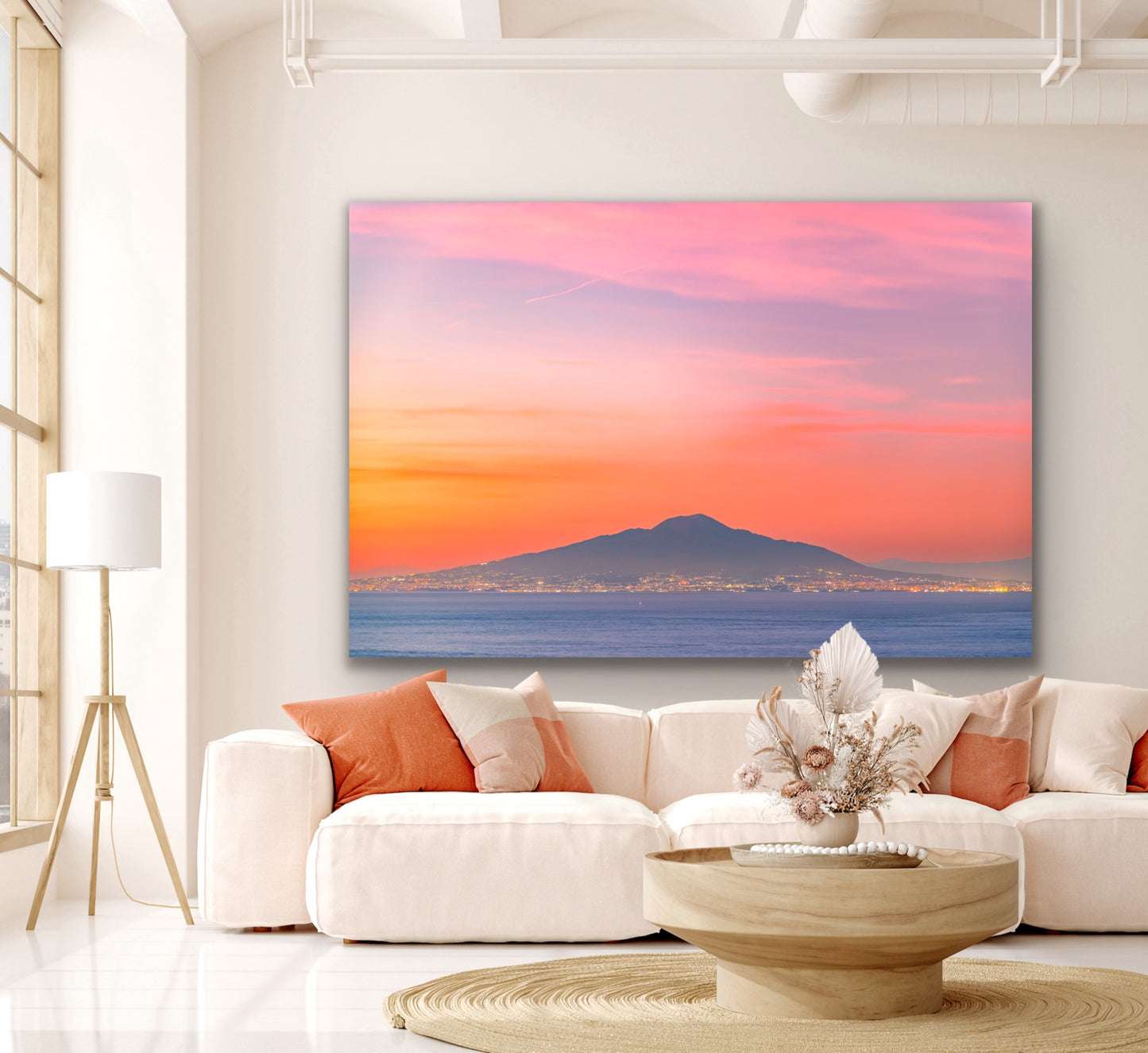 Mount Vesuvius golden hour sunset from Sorrento Italy