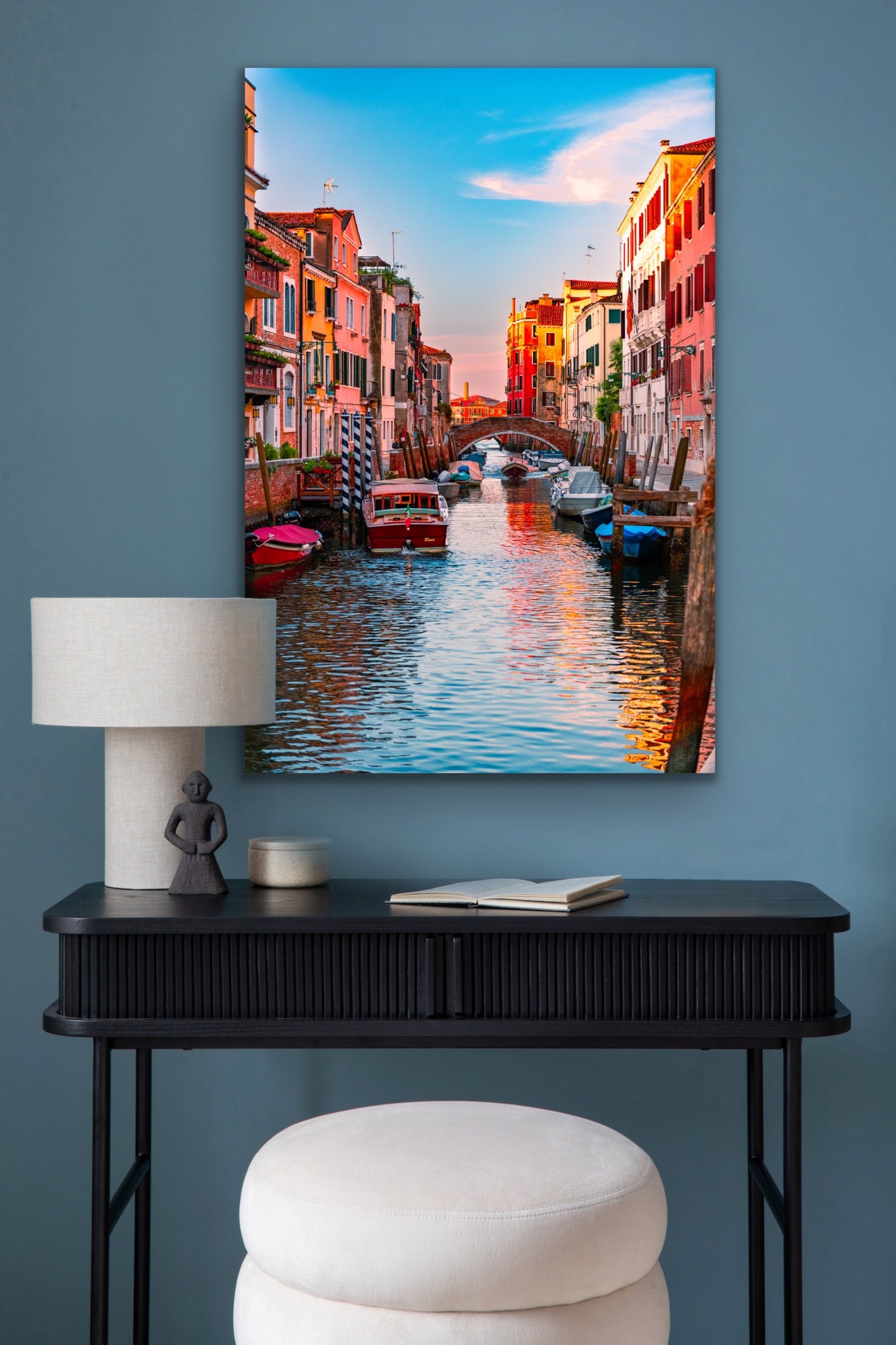 Venice canal local boats Italy