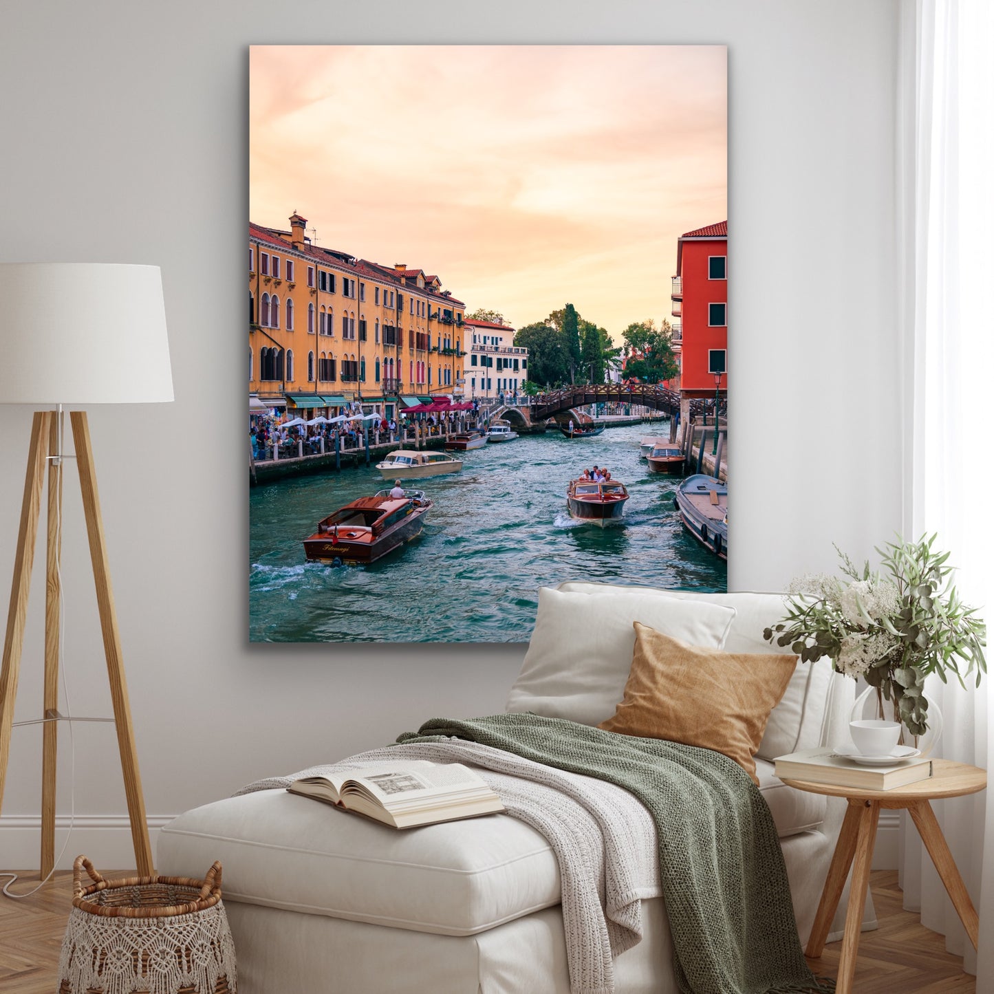 Venice water taxis sunset Italy