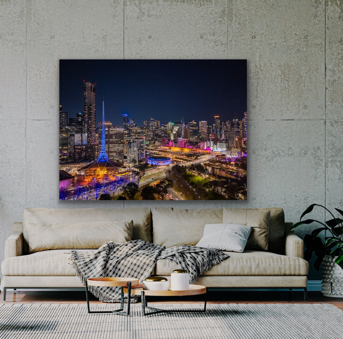 Melbourne city night landscape