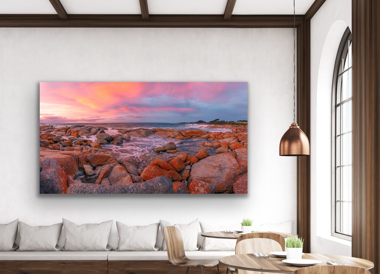 Bicheno beach sunset panorama Tasmania