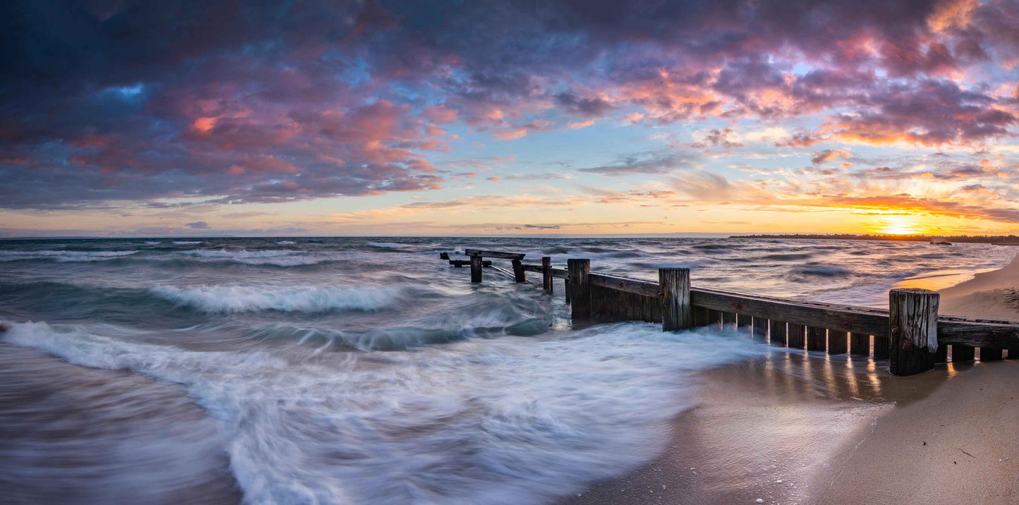 Mentone beach sunset panorama