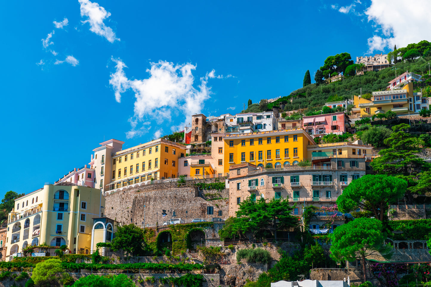 Amalfi coast cliffside houses Italy