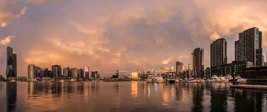 Docklands marina sunset panorama