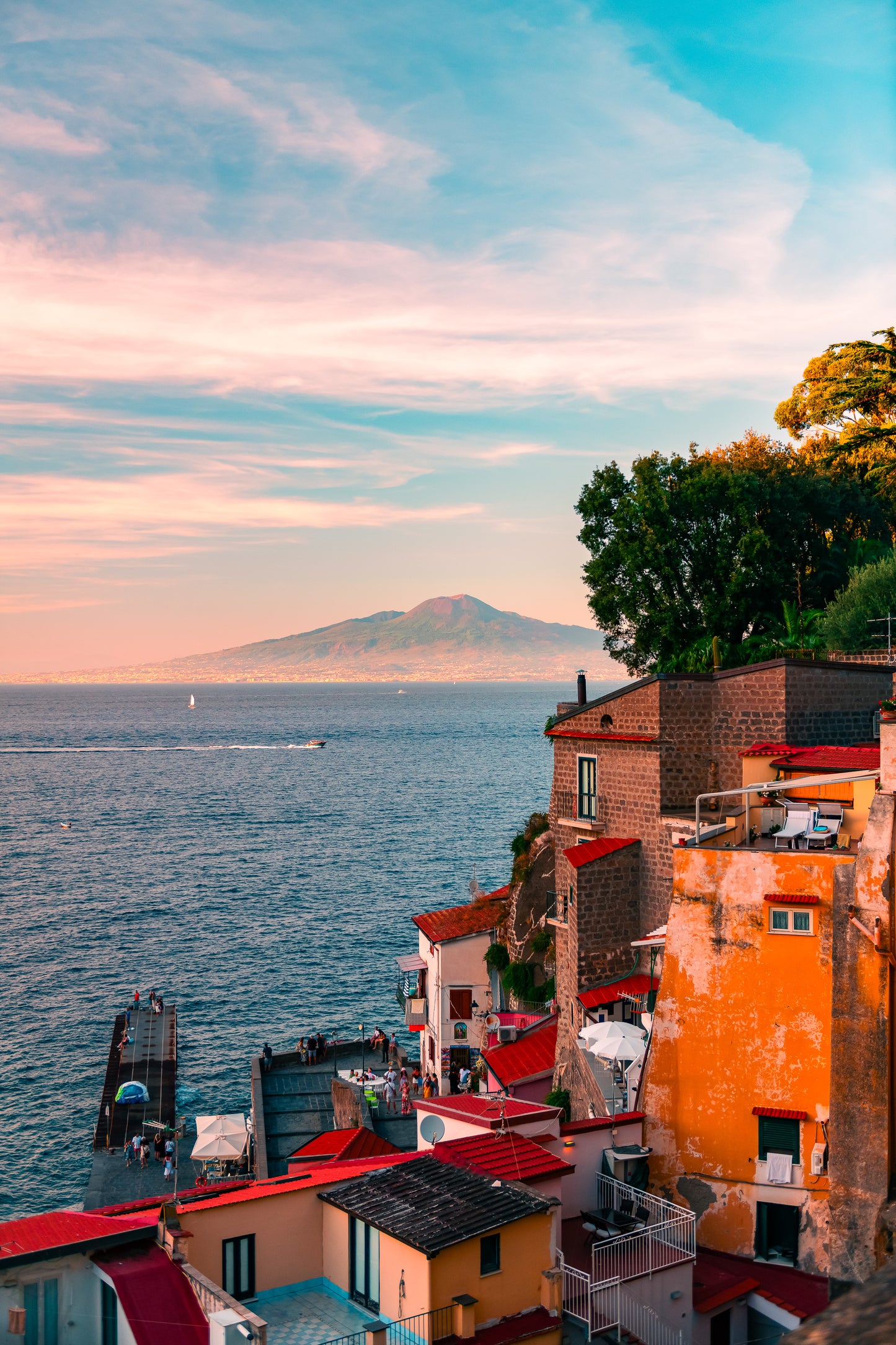 Mount Vesuvius from Sorrento's seaside houses Italy