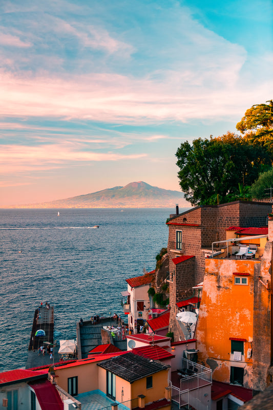 Mount Vesuvius from Sorrento's seaside houses Italy