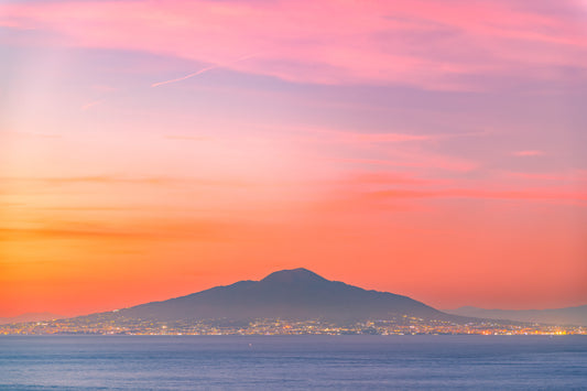 Mount Vesuvius golden hour sunset from Sorrento Italy