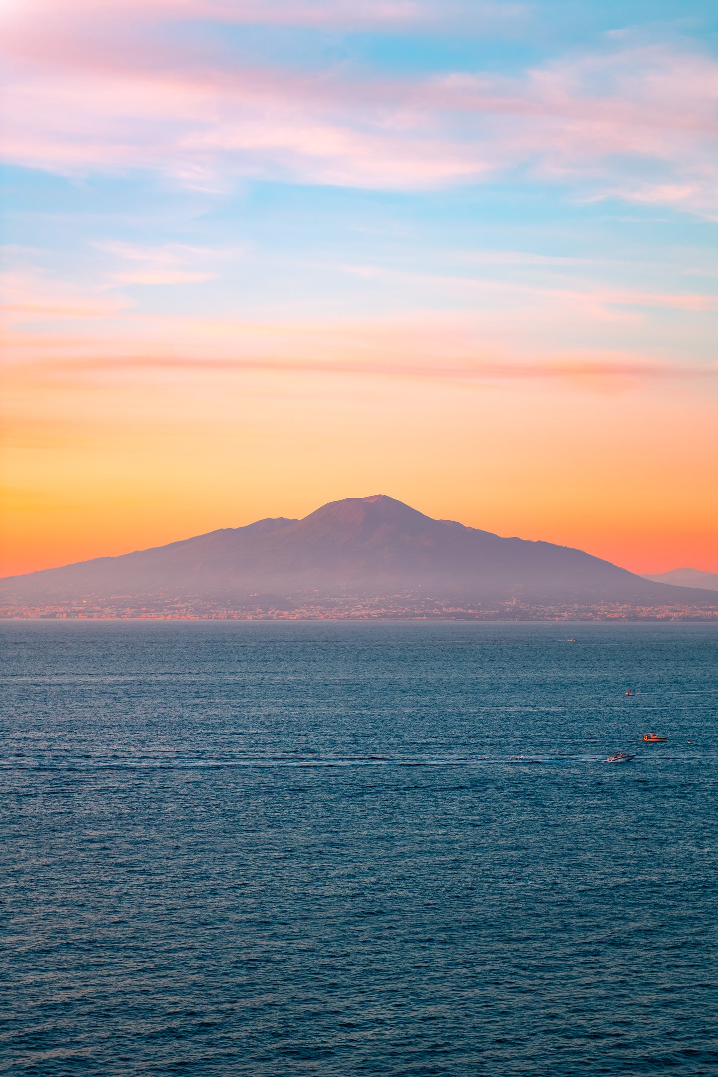 Mount Vesuvius sunset portrait from Sorrento Italy