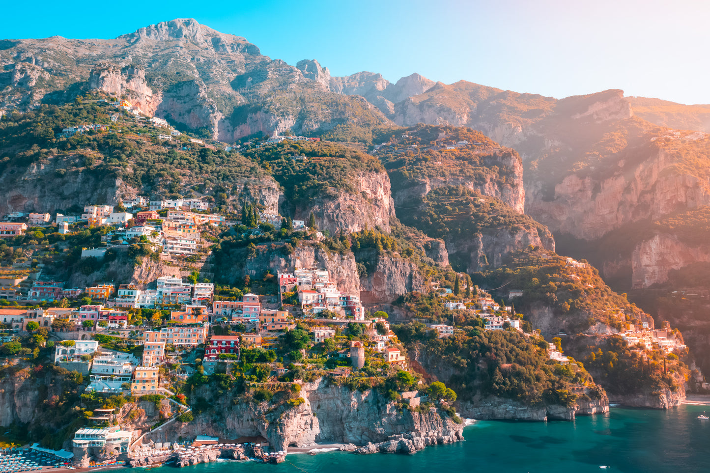 Amalfi coast cliffs of Positano Italy