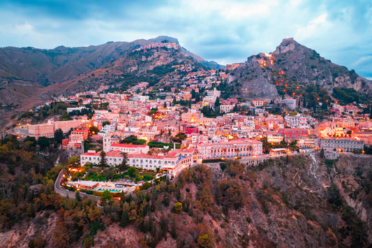 Taormina blue hour Sicily Italy
