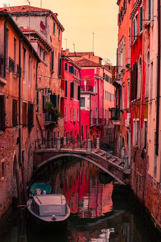 Venice canal sunset Italy