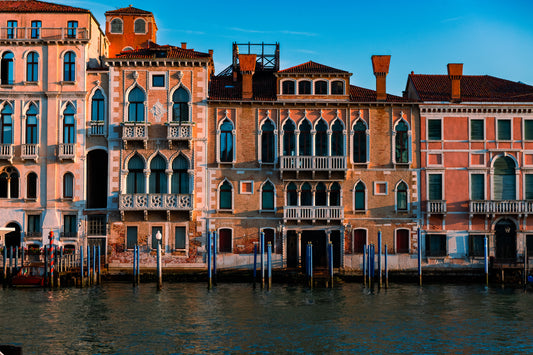 Venice canal local houses sunrise Italy
