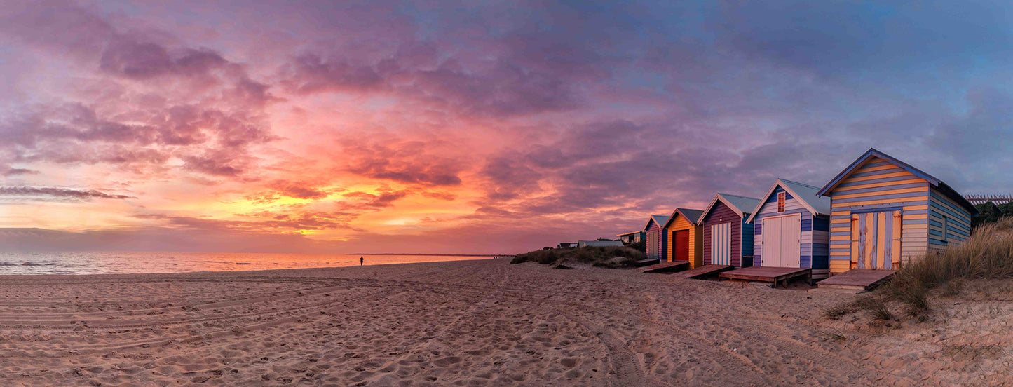 Chelsea sunset beach boxes panorama