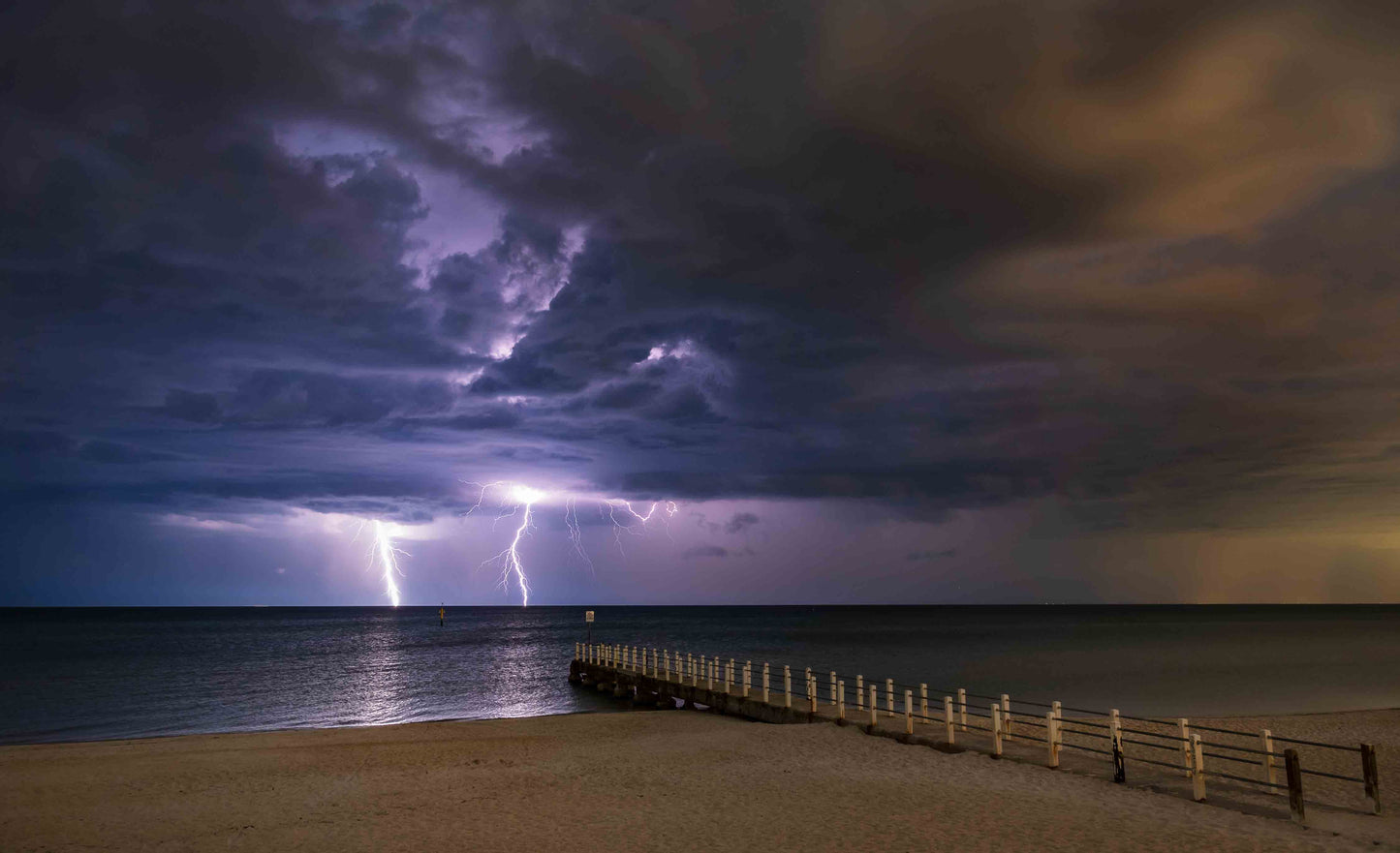 Chelsea beach pier lightning